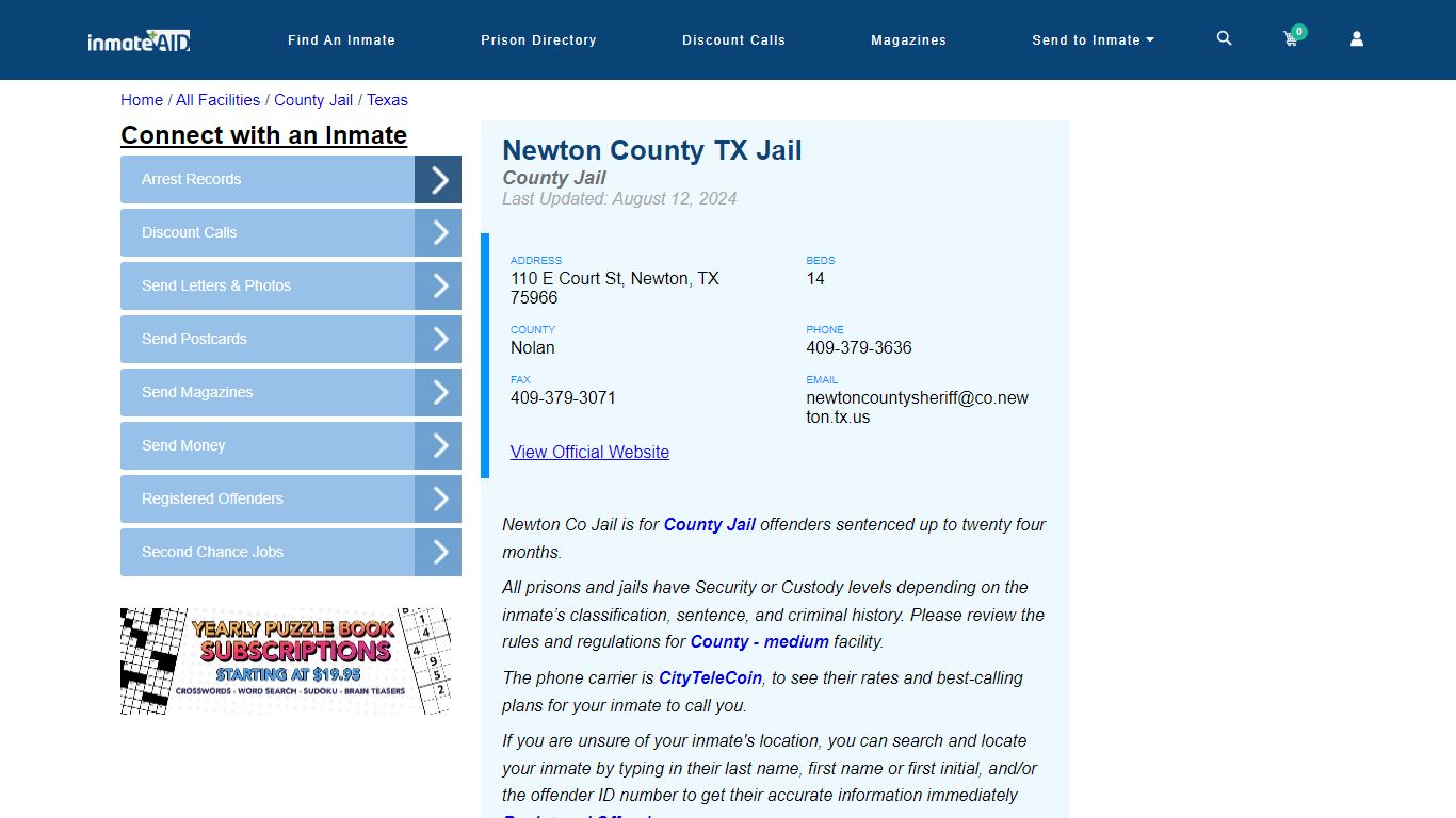 Newton County TX Jail - Inmate Locator